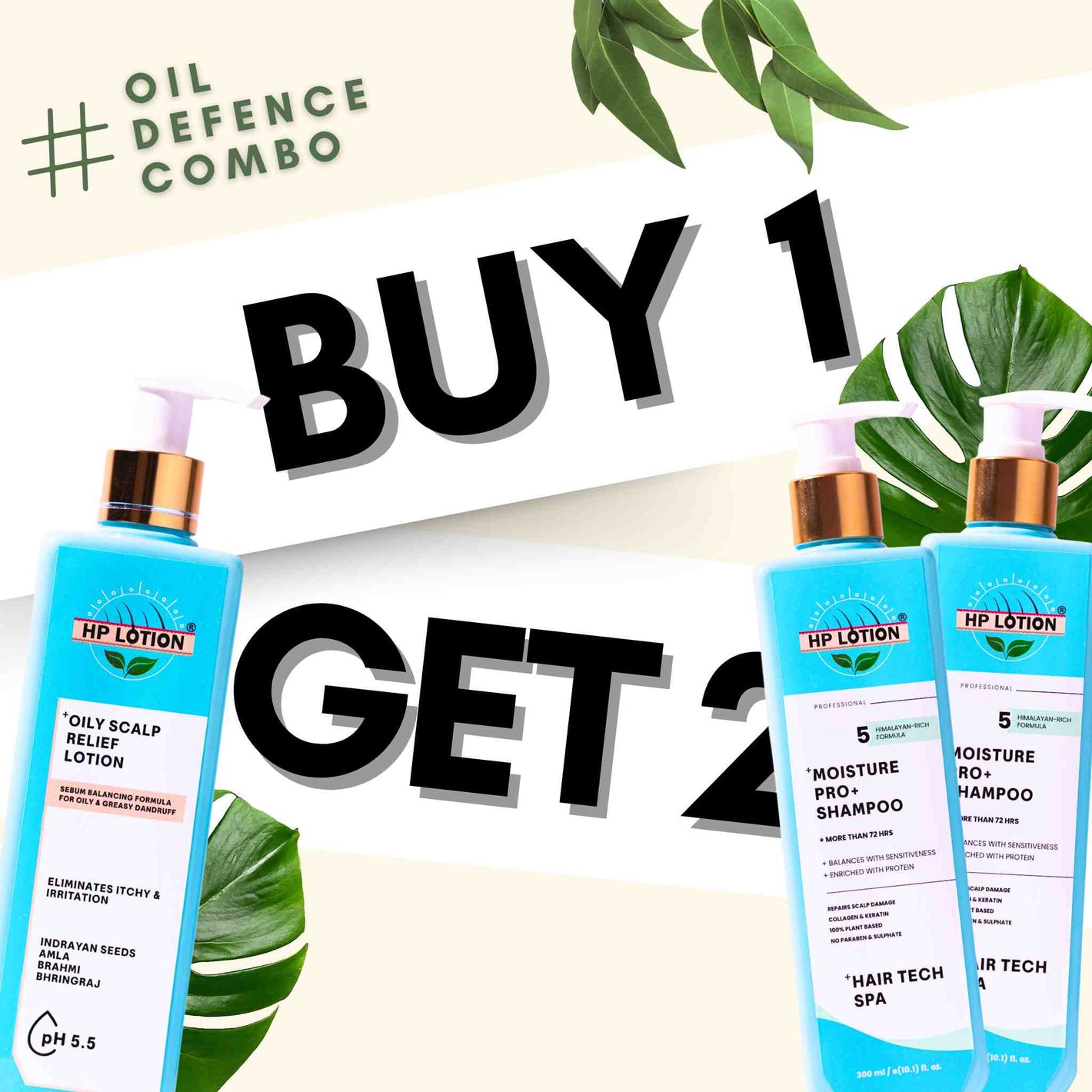 Buy 1 Get 2 Free - Oily Dandruff Defence Combo 300ml (Free Shipping)